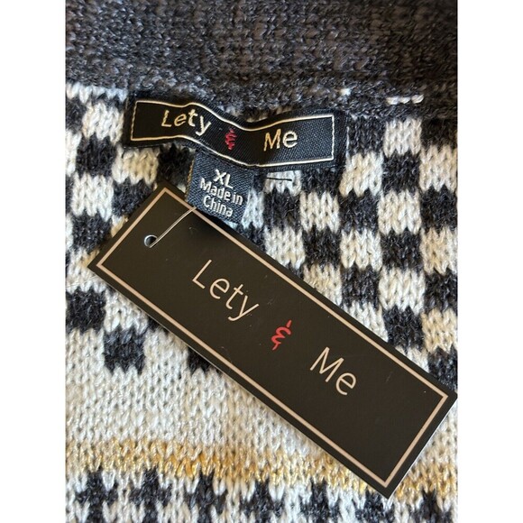 Womens Size XXL Lety & Me Long Line Cardigan Gray Cream & Yellow - Picture 7 of 7